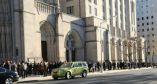 Crowd outside Riverside Church awaiting entry for the Dr. Cornel West - Bob Avakian Dialogue on Saturday, November 15, 2014