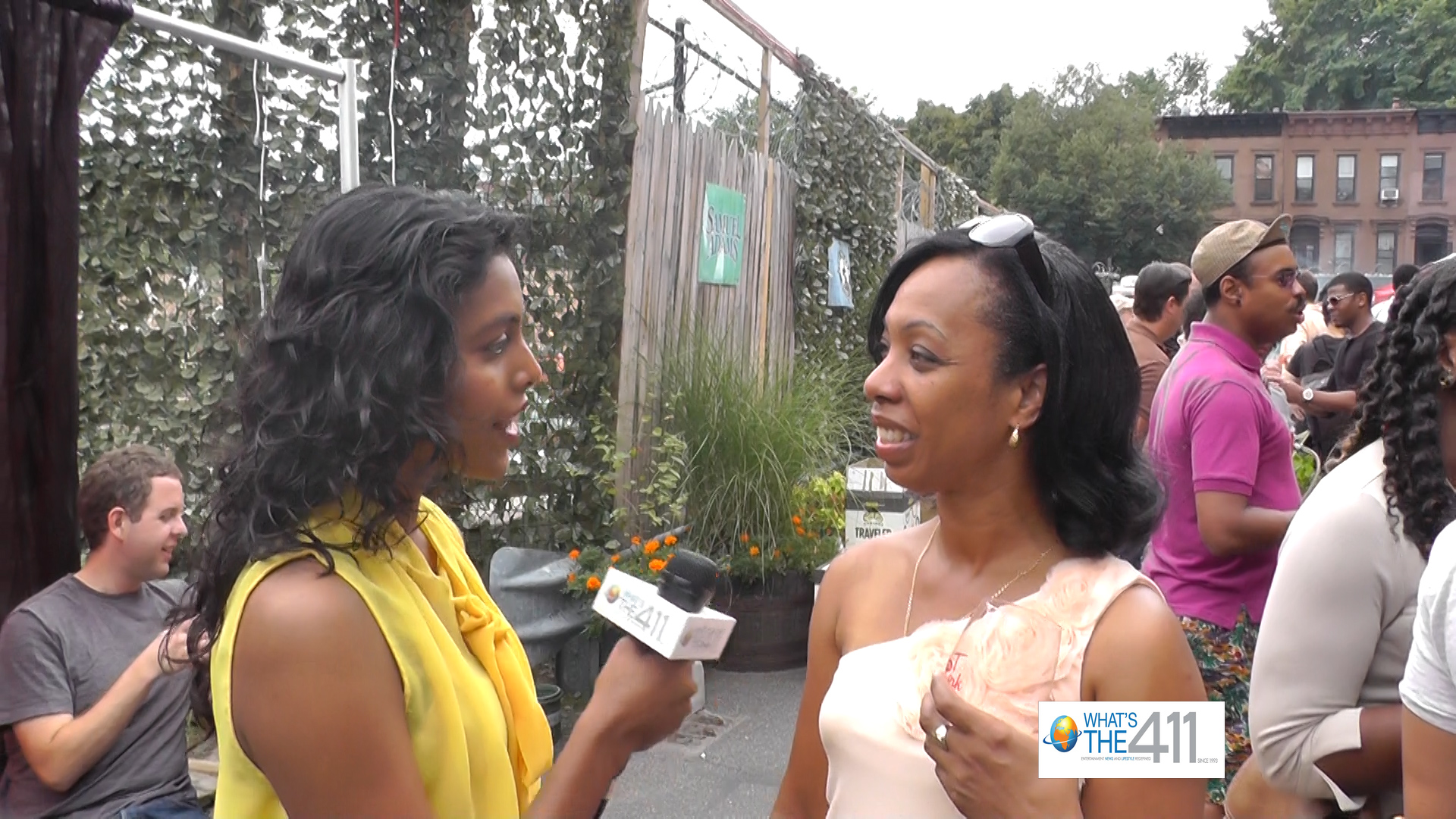 What's The 411TV reporter-Stacy Narine-Interviewing guest at Brooklyn Beer and Wine Festival