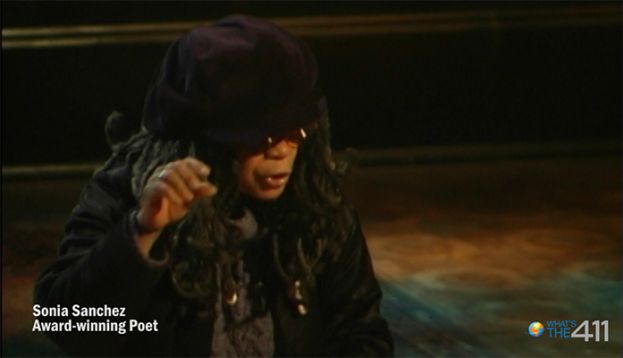 Award-winning poet extraordinaire Sonia Sanchez rehearsing for Def Poetry Jam