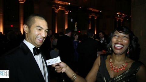 What's The 411 correspondent Kizzy Cox and National Book Award Finalist for Poetry, Adrian Matejka, having a good laugh at National Book Awards