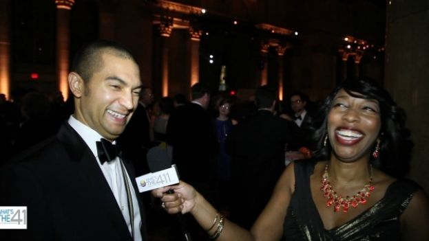 What&#039;s The 411 correspondent Kizzy Cox and National Book Award Finalist for Poetry, Adrian Matejka, having a good laugh at National Book Awards