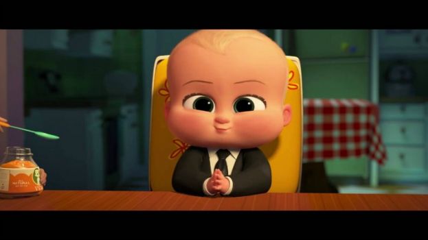 Baby Boss voiced by Alec Baldwin at meal time.