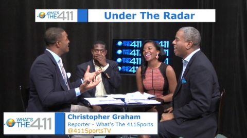 The What's The 411Sports team of Chris Graham; Gregory Alcala; Bianca Peart; and Glenn Gilliam