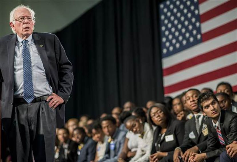 US Senator and US Presidential candidate, Bernie Sanders, taking his message to African-American college students