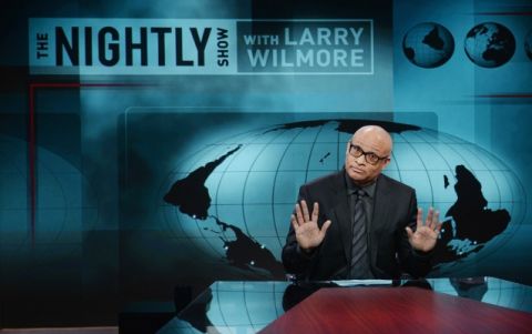Larry Wilmore on the set of his old Comedy Central show, The Nightly Show with Larry Wilmore