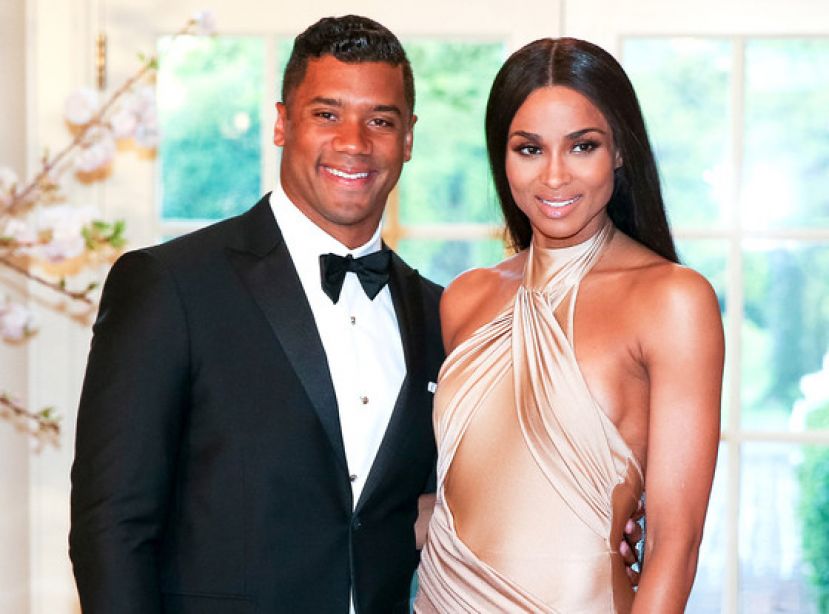 NFL Super Bowl-winning quarterback Russell Wilson and Ciara at White House State Dinner