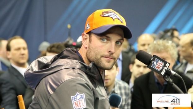 Denver Broncos wide receiver answering questions during Super Bowl 2014 Media Day