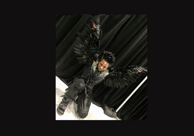 Performance artist Olutayo in his crow costume from The Wiz Live! 