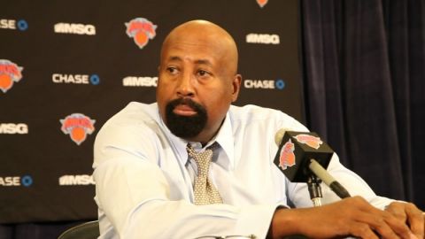 New Yok Knicks head coach Mike Woodson addressing the media