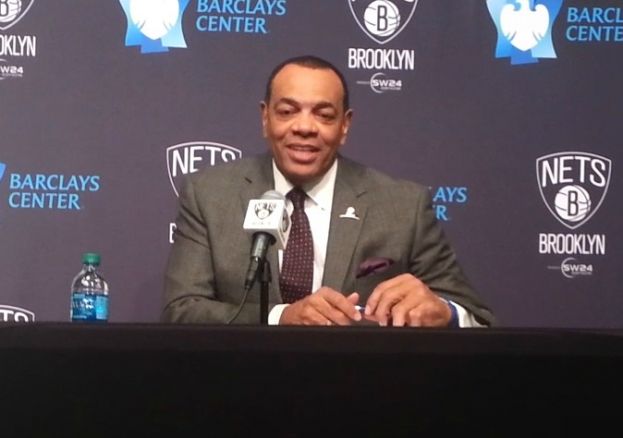 Brooklyn Nets head coach Lionel Hollins speaking with the media