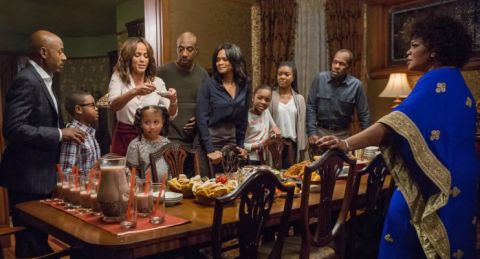 The cast of Almost Christmas featuring Danny Glover, Kimberly Elise, Omar Epps, Gabrielle Union and others. Written and directed by David E. Talbert