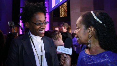 What's The 411TV Book Editor, Luvon Roberson talking with award-winning author Jacqueline Woodson at the 2014 National Book Awards