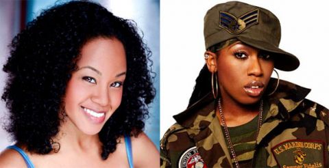 Side-by-Side photo of Chattrisse Dolabaille (left) who will play Missy Elliott on the right.