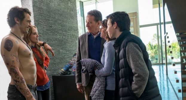  Cast of the movie, Why Him?, featuring (left to right) James Franco, Zoey Deutch, Bryan Cranston, Megan Mullally, and Griffin Gluck.