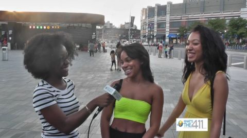 MTV VMA fans talking with What's The 411 reporter Anisha Robertson