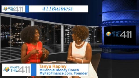 Tonya Rapley, The Millennial Money Coach, on the set with What's The 411 host Kizzy Cox