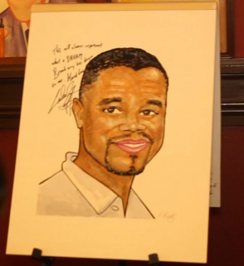 Caricature of Academy Award-winning actor Cuba Gooding Jr., which he received and will hang at Sardi's restaurant in New York City